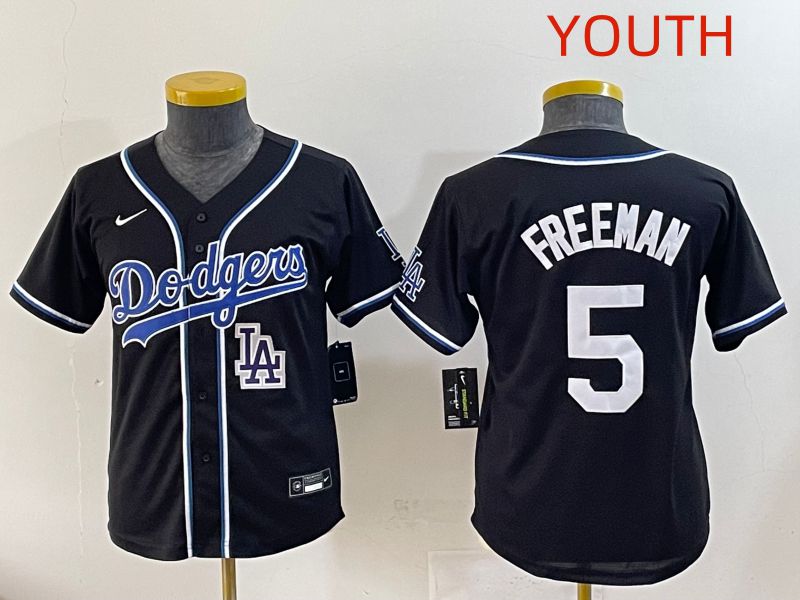 Youth 2025 Los Angeles Dodgers #5 Freeman Black Three generations Fashion Nike MLB Jersey style 12